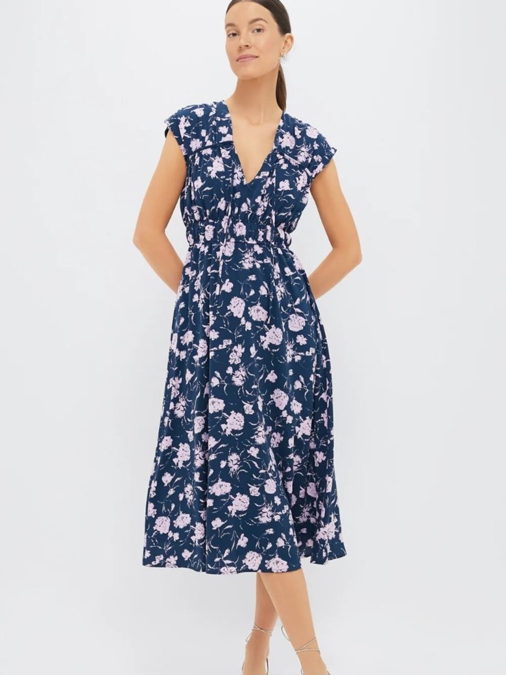 Navy & Blush Abstract Floral Amanda Midi Dress - Hyacinth House by Tuckernuck